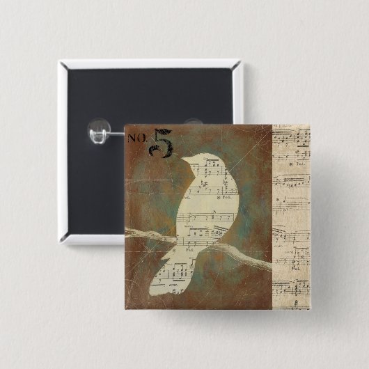 Silhouette van een vogel vierkante button 5,1 cm (Voorkant /achterkant)