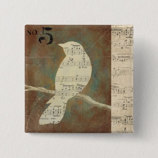 Silhouette van een vogel vierkante button 5,1 cm (Voorkant)