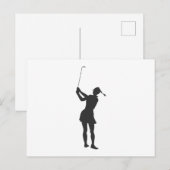 Silhouette van een vrouw die golf speelt briefkaart (Voorkant / Achterkant)
