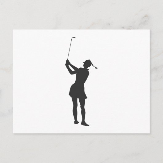 Silhouette van een vrouw die golf speelt briefkaart (Voorkant)