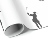 Silhouette van een vrouw die golf speelt cadeaupapier (Rol Hoek)