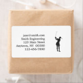Silhouette van een vrouw die golf speelt etiket (Insitu)