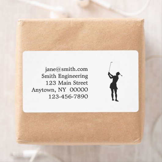 Silhouette van een vrouw die golf speelt etiket (Insitu)