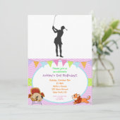 Silhouette van een vrouw die golf speelt kaart (Staand voorkant)