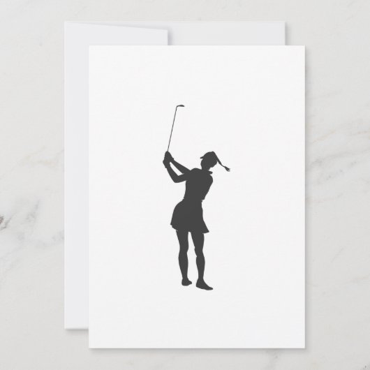 Silhouette van een vrouw die golf speelt kaart (Achterkant)