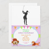 Silhouette van een vrouw die golf speelt kaart (Voorkant / Achterkant)