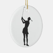 Silhouette van een vrouw die golf speelt keramisch ornament (Rechts)