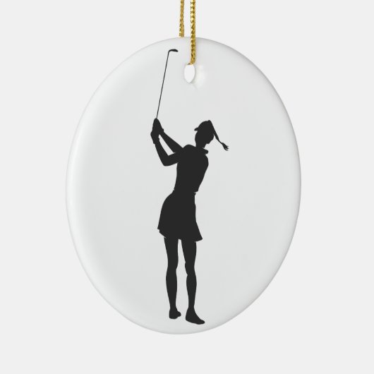 Silhouette van een vrouw die golf speelt keramisch ornament (Rechts)