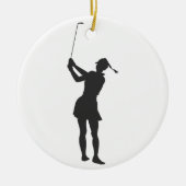 Silhouette van een vrouw die golf speelt keramisch ornament (Voorkant)