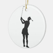 Silhouette van een vrouw die golf speelt keramisch ornament (Links)