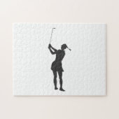 Silhouette van een vrouw die golf speelt legpuzzel (Horizontaal)