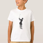 Silhouette van een vrouw die golf speelt t-shirt (Voorkant)