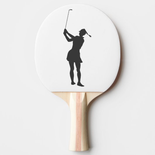 Silhouette van een vrouw die golf speelt tafeltennisbatje (Voorkant)