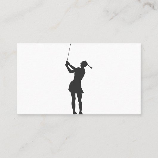 Silhouette van een vrouw die golf speelt visitekaartje (Achterkant)