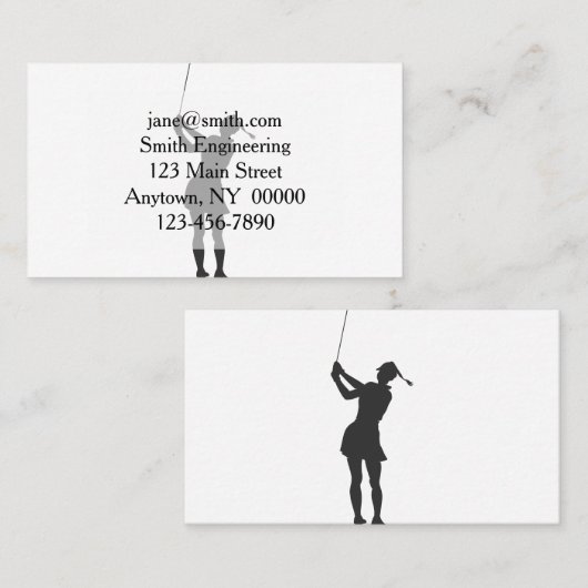 Silhouette van een vrouw die golf speelt visitekaartje (Voorkant / Achterkant)
