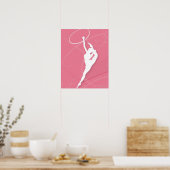 Silhouette van een vrouw gymnast die met een poster (Keuken)