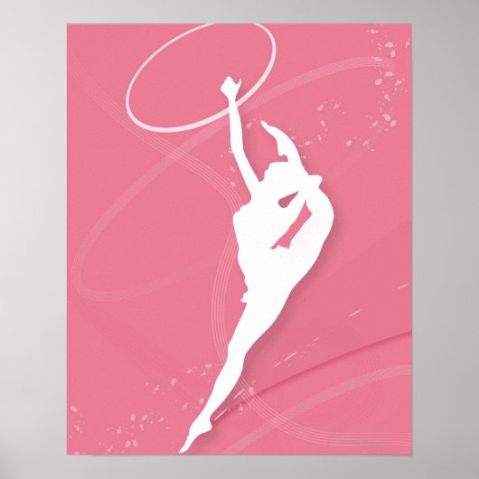 Silhouette van een vrouw gymnast die met een poster (Voorkant)