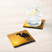 Silhouette van een wilde kameel bij zonsondergang kartonnen onderzetters (Insitu)