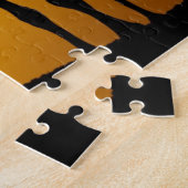 Silhouette van een wilde kameel bij zonsondergang legpuzzel (Zijkant)