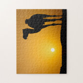 Silhouette van een wilde kameel bij zonsondergang legpuzzel (Verticaal)
