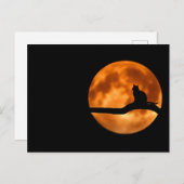 Silhouette van een zwarte kat in een boom briefkaart (Voorkant / Achterkant)
