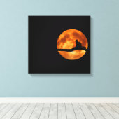 Silhouette van een zwarte kat in een boom canvas afdruk (Insitu (Houten vloer))