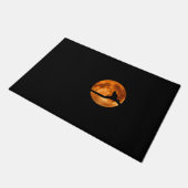 Silhouette van een zwarte kat in een boom deurmat (Schuin)