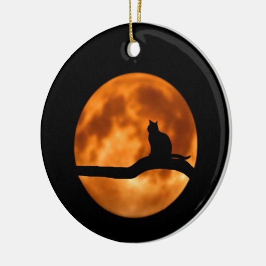 Silhouette van een zwarte kat in een boom keramisch ornament (Links)