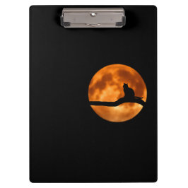 Silhouette van een zwarte kat in een boom klembord