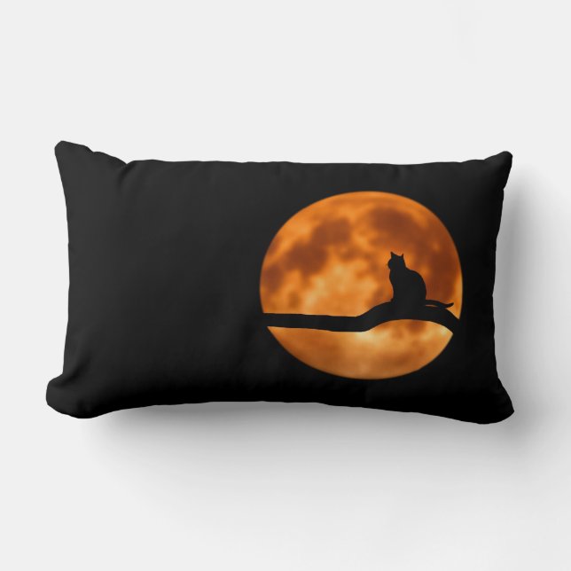 Silhouette van een zwarte kat in een boom kussen (Voorkant)