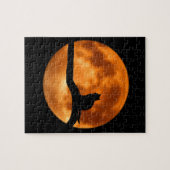 Silhouette van een zwarte kat in een boom legpuzzel (Horizontaal)