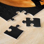 Silhouette van een zwarte kat in een boom legpuzzel (Zijkant)