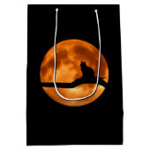 Silhouette van een zwarte kat in een boom medium cadeauzakje (Achterkant)