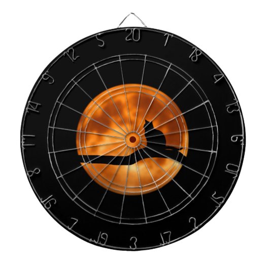 Silhouette van een zwarte kat in een boomkleerbord dartbord (Voorkant)