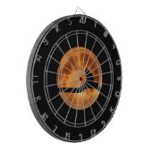 Silhouette van een zwarte kat in een boomkleerbord dartbord (Voorkant Links)