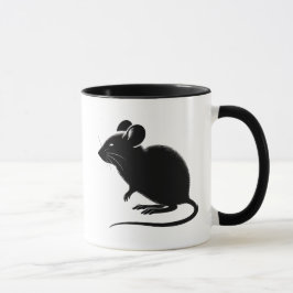 Silhouette van een zwarte rat, modern design. mok