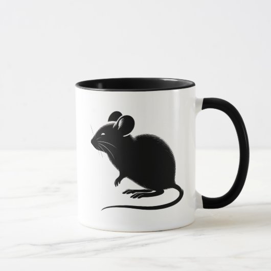 Silhouette van een zwarte rat, modern design. mok (Rechts)