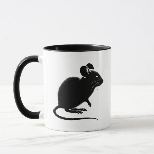 Silhouette van een zwarte rat, modern design. mok (Links)