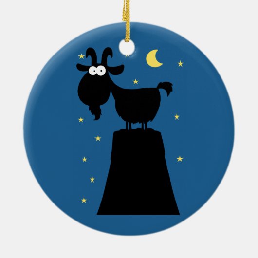 Silhouette van Goat op Mountain Keramisch Ornament (Achterkant)