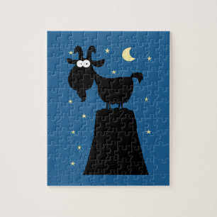 Silhouette van Goat op Mountain Legpuzzel