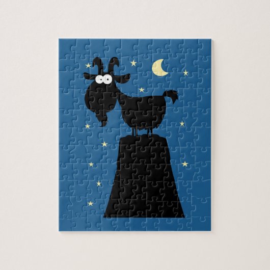 Silhouette van Goat op Mountain Legpuzzel (Verticaal)