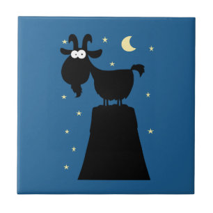Silhouette van Goat op Mountain Tegeltje
