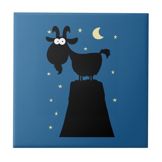 Silhouette van Goat op Mountain Tegeltje (Voorkant)