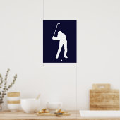 Silhouette van golfer, op het punt om golfballdruk poster (Keuken)