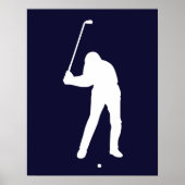Silhouette van golfer, op het punt om golfballdruk poster (Voorkant)
