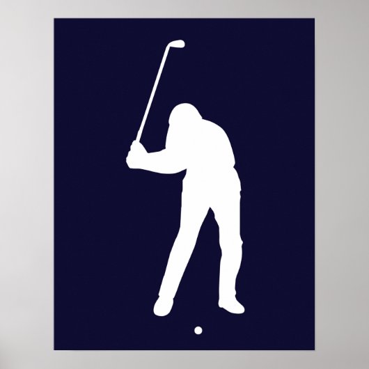 Silhouette van golfer, op het punt om golfballdruk poster (Voorkant)