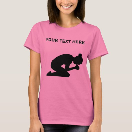 Silhouette van haar vrouw op haar knuppels die bid t-shirt (Voorkant)