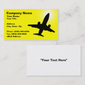 Silhouette van het vliegtuig tegen gele hemel visitekaartje (Voorkant / Achterkant)