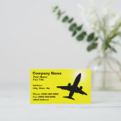 Silhouette van het vliegtuig tegen gele hemel visitekaartje (Staand voorkant)