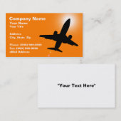 Silhouette van het vliegtuig tegen zonsondergang g visitekaartje (Voorkant / Achterkant)